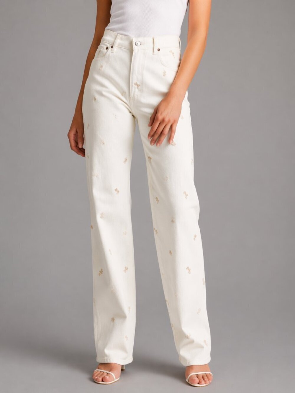 Abercrombie & Fitch NEW High Rise 90s Relaxed Floral Embroidered Jeans 12 Short